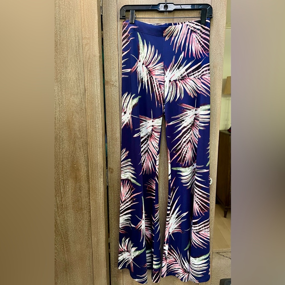 Veronica M Tropical Print Wide-Leg Pants XS